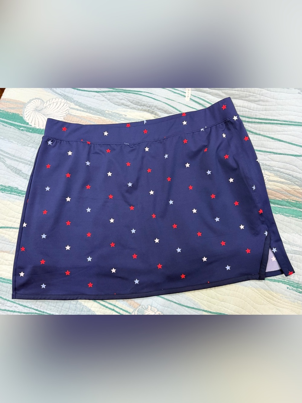Crown & Ivy Navy Star Print Skirt with Shorts Underneath Size XXL